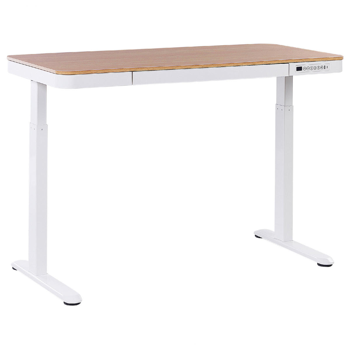 SCHREIBTISCH 120x60 cm elektrisch Weiß/Heller Holzfarbton Kenly - Hellbraun/Weiß, Holzwerkstoff (60/120/72cm) - Beliani