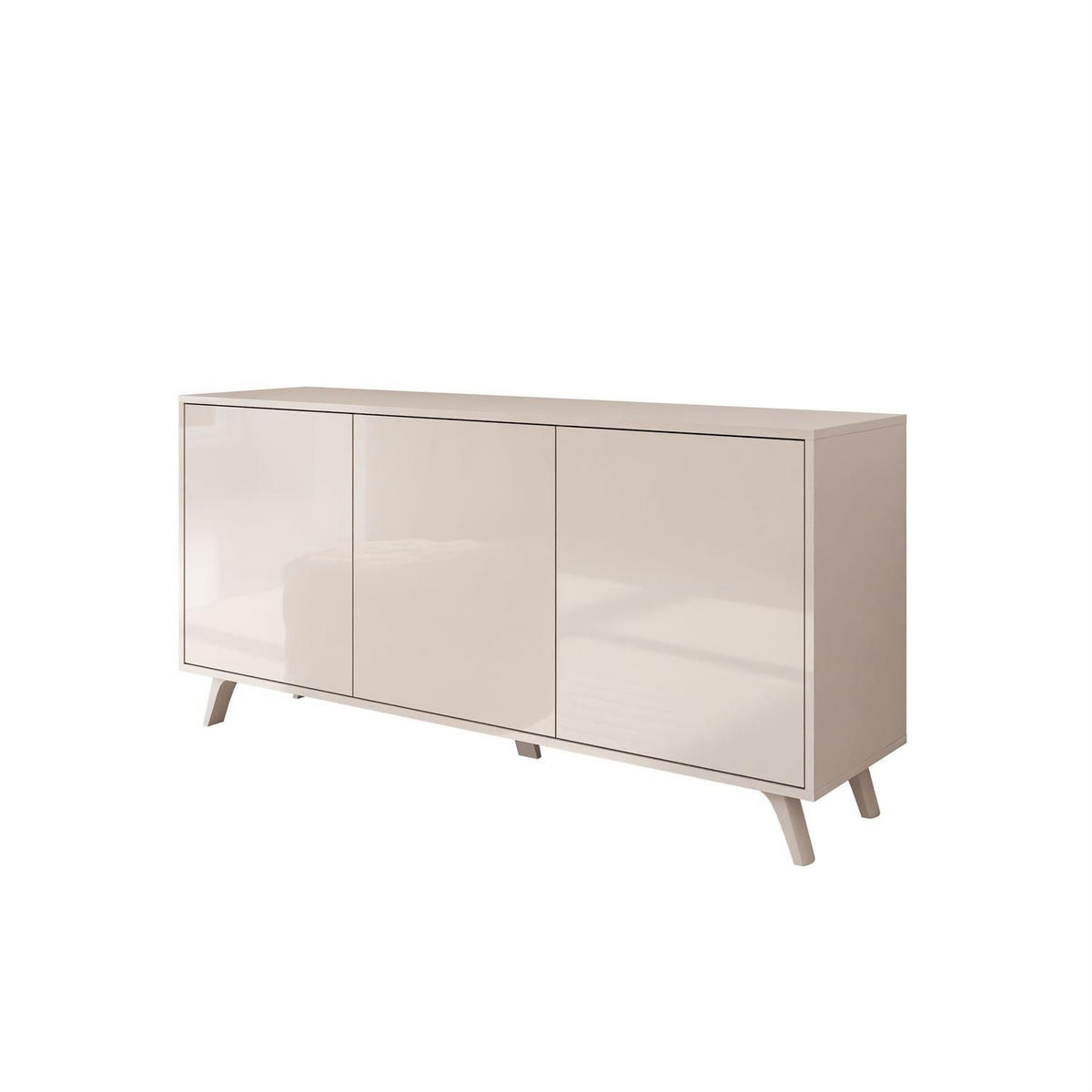KOMMODE SANAYI mit Kunststoffbeinen Kaschmir Hochglanz - Beige, Holzwerkstoff (154/72/40cm) - Lookway