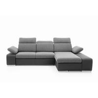 ECKSOFA TRENTO Grau Geflochtener Stoff mit Schlaffunktion - Grau, Holz (281/210cm) - MASSENO