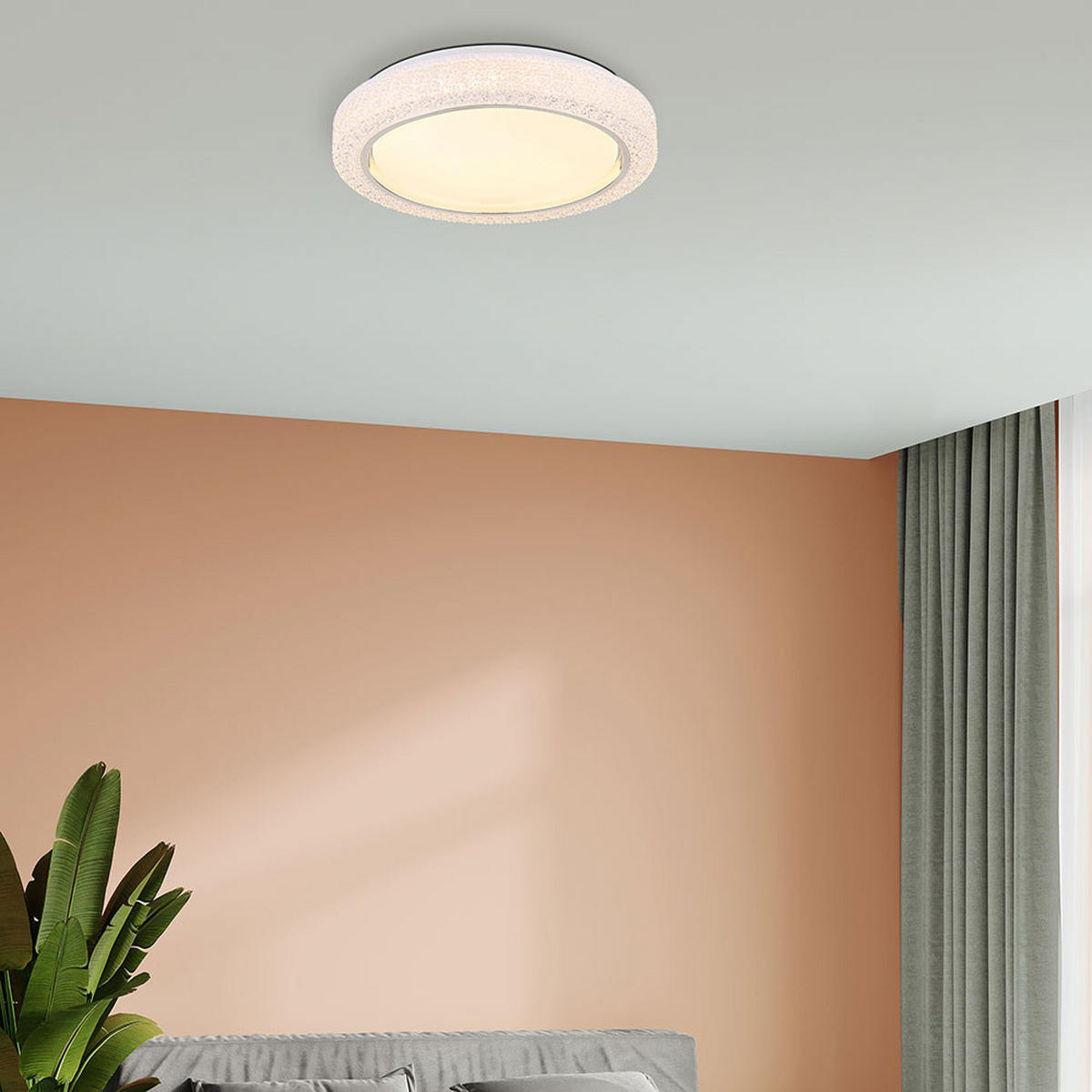 LED DECKENLEUCHTE LIAMI Weiß Kristalloptik - Weiß, Metall (40/40/8cm) - Globo Lighting