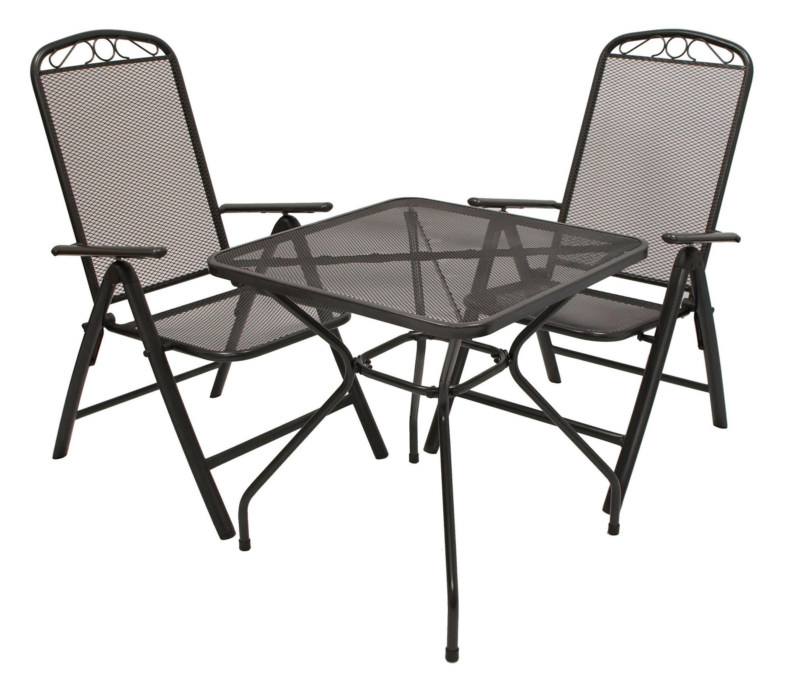 GARTENESSGRUPPE Glasgow - GARTEN-GARNITUR für 2 Personen - Gartenmöbel Set 3-teilig - Streckmetall anthrazit - Grau, Metall - TPFGarden