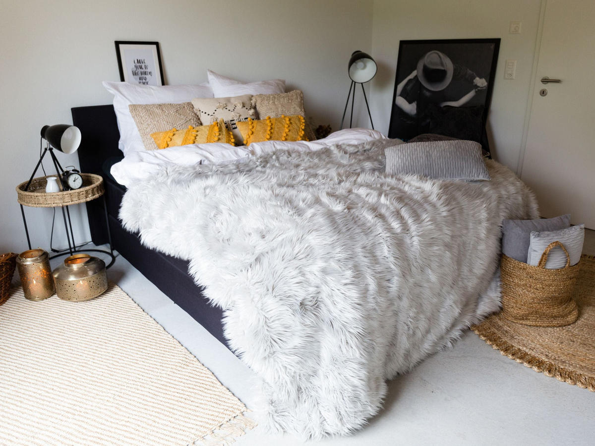 PREGRINJALO siva 200 x 220 cm Delice - siva, tekstil (200/220cm) - Beliani