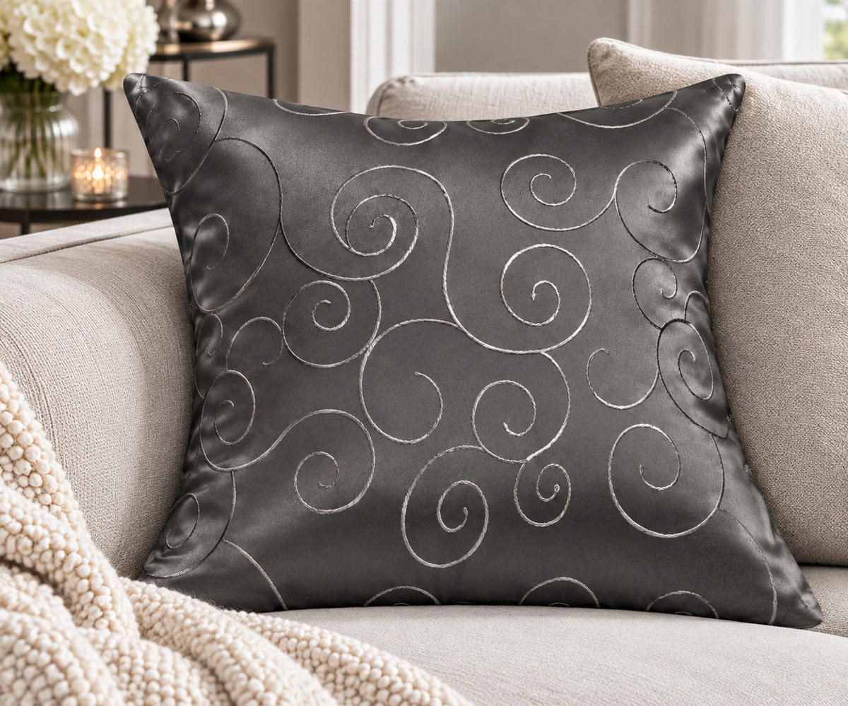 KISSENBEZUG 40/40 cm Grau Damast Circle - Grau, Textil (40/40cm) - TiborTex