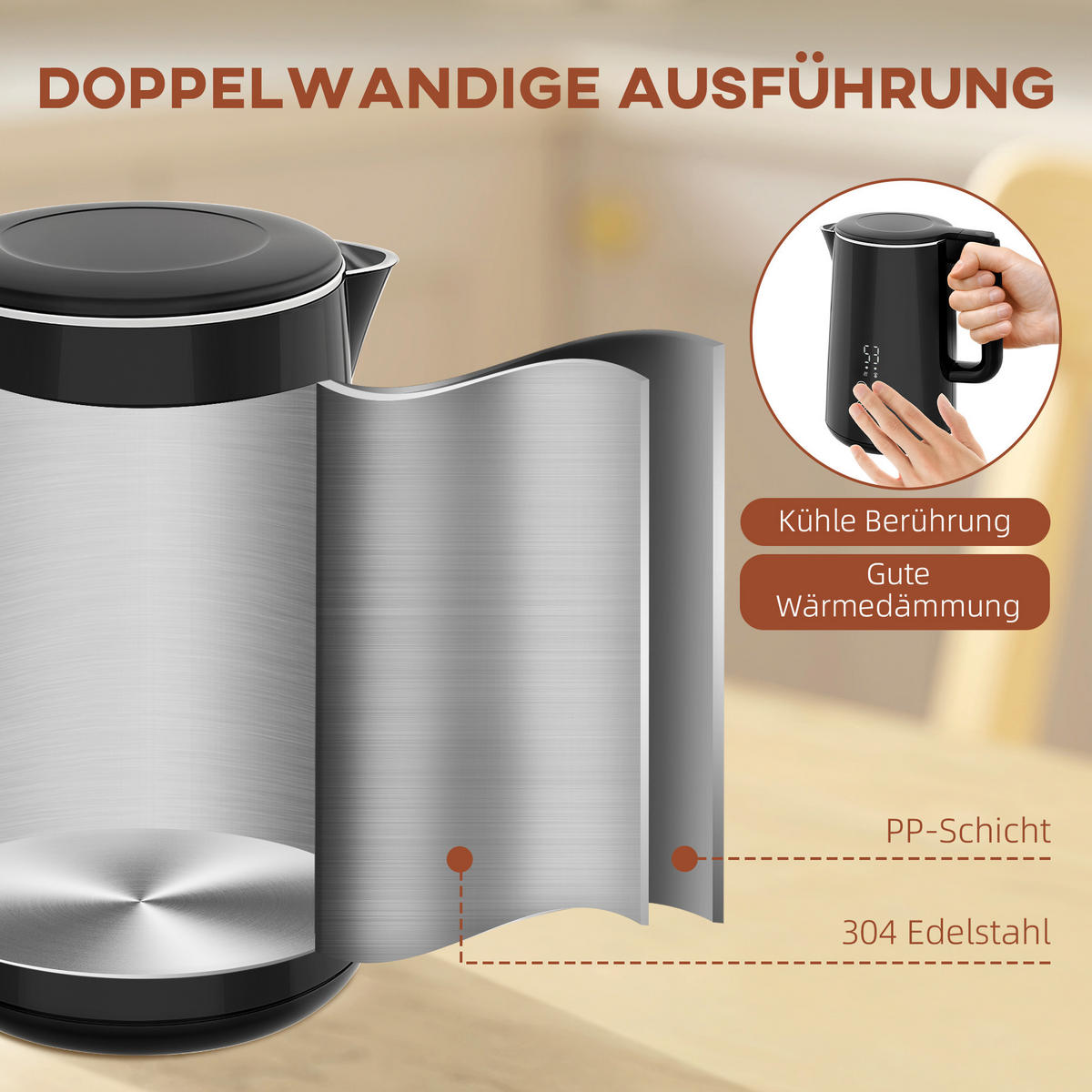 TOASTER mit Wasserkocher DE-07870 7 Bräunungsstufen, 1,5 L Schwarz - Schwarz, Kunststoff (15.5/25.1/21.5cm) - ComfortXL