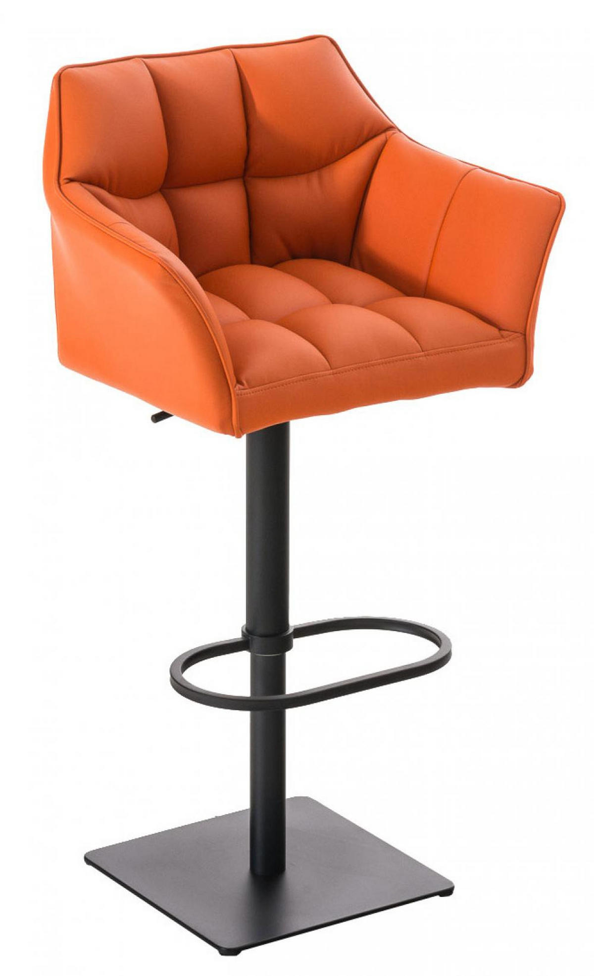 BARHOCKER 2er Set Lederlook Orange - Schwarz/Orange, Textil/Metall (64/88/45cm) - CLP