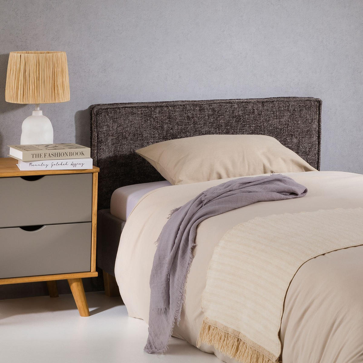 KOPFTEIL YOLAN 90X190 CM - Grau, Textil (91/69/6cm) - IDIMEX