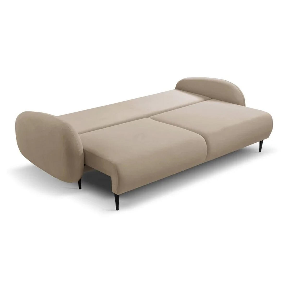 SCHLAFSOFA SOFTI, Sofa mit Schlaffunktion und Bettkasten, Farbe: Beige, Velourstoff - Beige, Textil (232/95/109cm) - Sepro Meble
