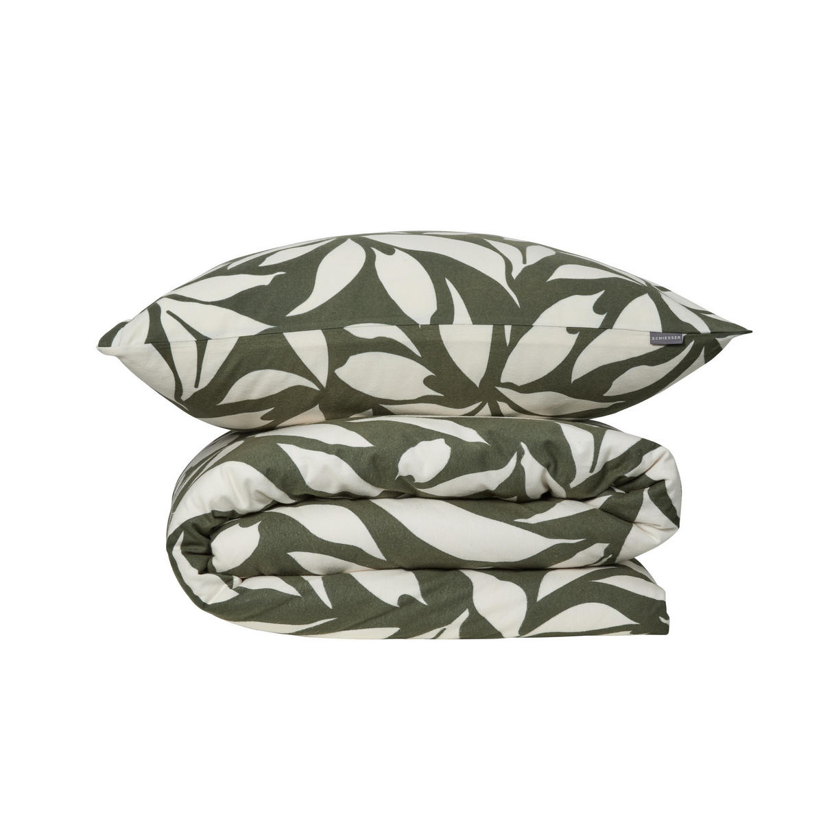 BETTWÄSCHESET Leaf - Feinbiber - 2-teilig - 135 x 200 cm - Grün - Grün, Textil (135/200cm) - SCHIESSER