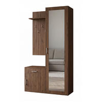 GARDEROBE Patricia 100 cm mit Spiegel, mit Schuhschrank und Schublade, Nuss Warmia - Dunkelbraun, Kunststoff (100/181/35cm) - Margaret Hadas24