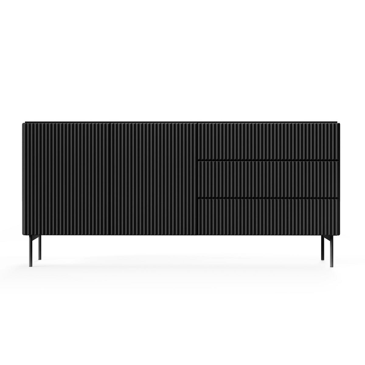 SIDEBOARD TRATTO 177/81,2/39,8cm mit 3 Schubladen 2 Türen Schwarz - Schwarz, Holzwerkstoff (177/81.2/39.8cm) - MASSENO