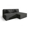 ECKSOFA FIORO M Schwarz Velours-Stoff mit Schlaffunktion - Schwarz, Holz (204/148cm) - MASSENO