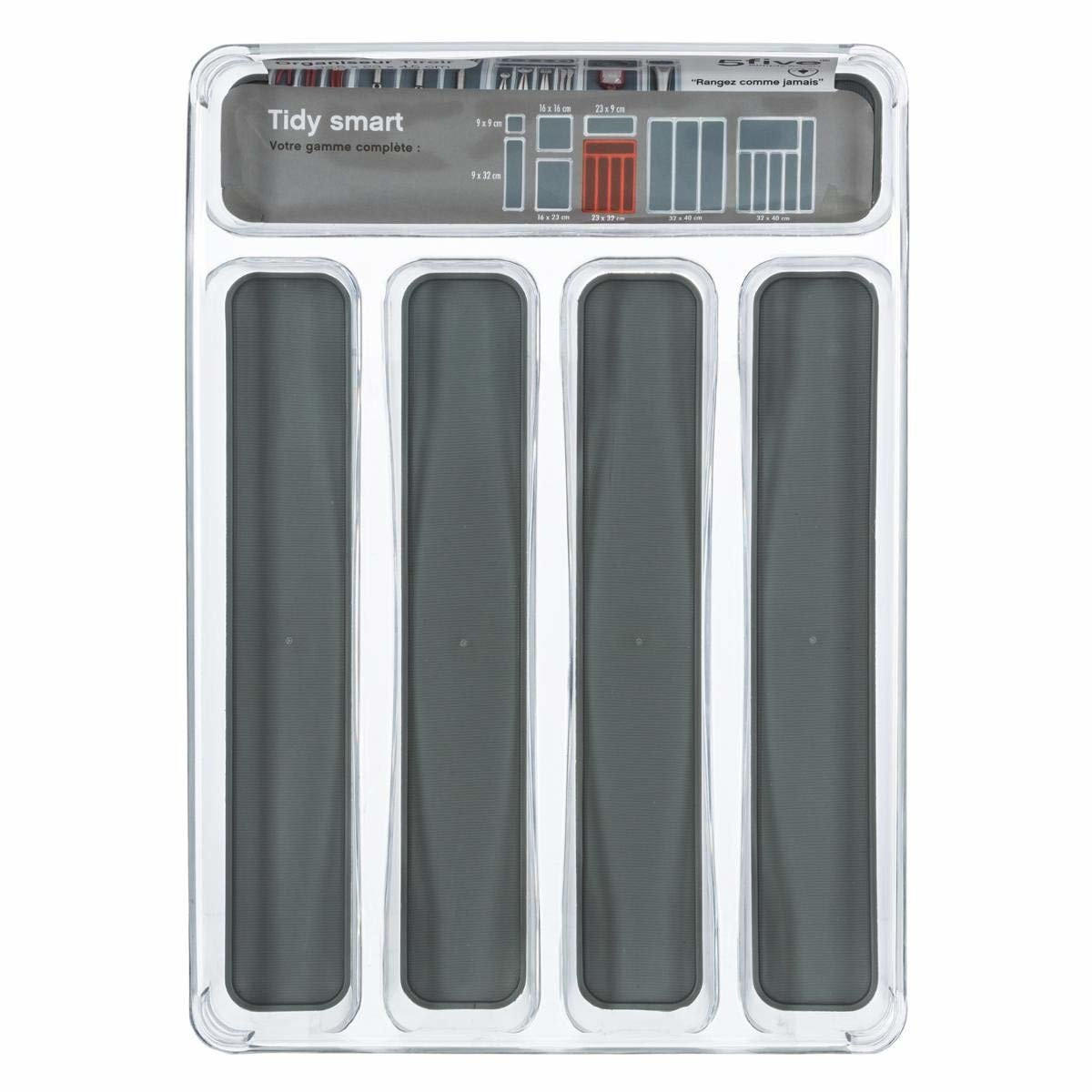 BESTECK-SCHUBLADENORGANIZER Behälter 23/32,5/4,5 cm - Grau, Kunststoff (32.5/4.5/23cm) - 5five Simply Smart