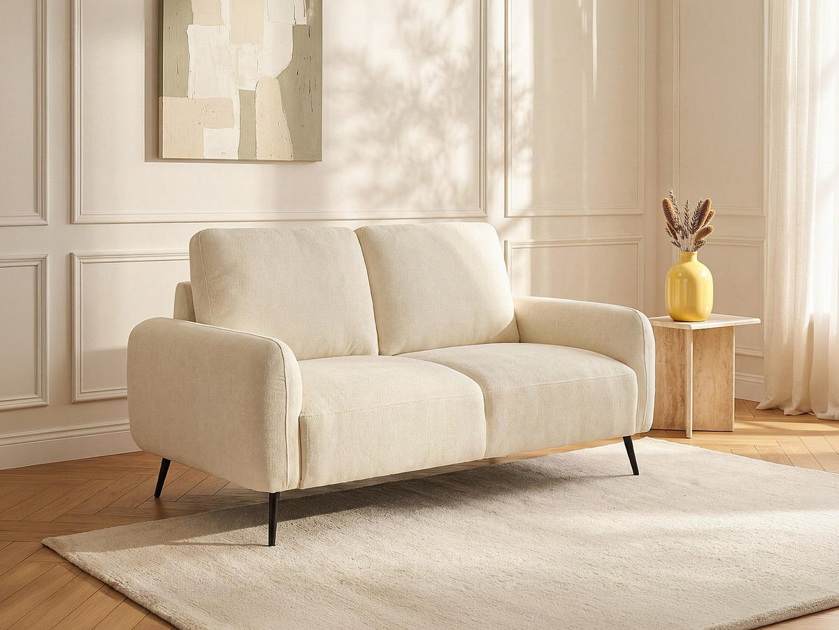 SOFA - 2 Personen - stoff - gebrochenes weiß Letrosa - Weiß, Textil/Metall (157/86/88cm) - Vente-Unique