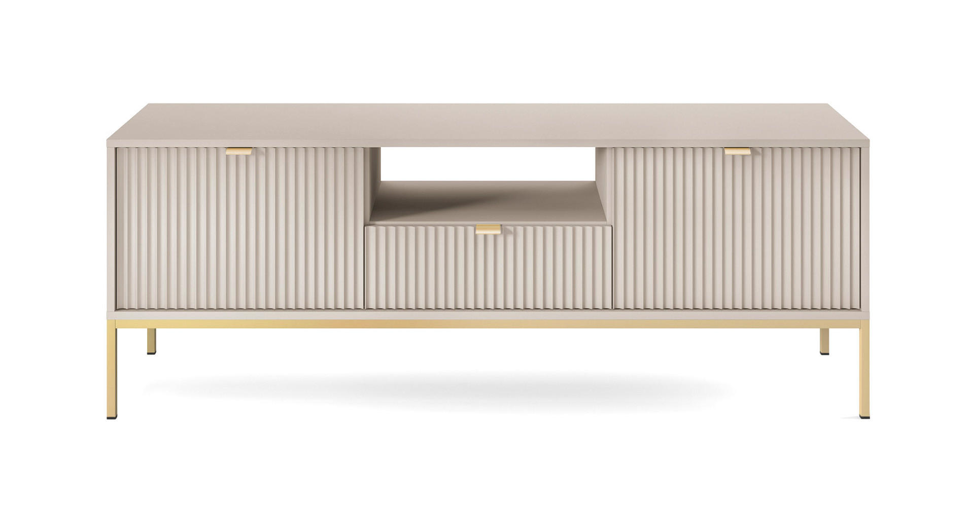 Thumbnail - Feldmann-Wohnen Lowboard, Kaschmir, Gold, Metall, 3 Fächer, 1 Schubladen, Rechteckig, 154x56x39 cm, Wohnzimmer, Wohnwänd...