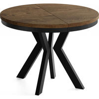 ESSTISCH Savio Neo rund ausziehbar verlängerbar XXL, Eiche Braun Rustikal 100-200/100/77 cm - Alteiche/Schwarz, Holz/Holzwerkstoff (100/200/77cm) - WFL GROUP