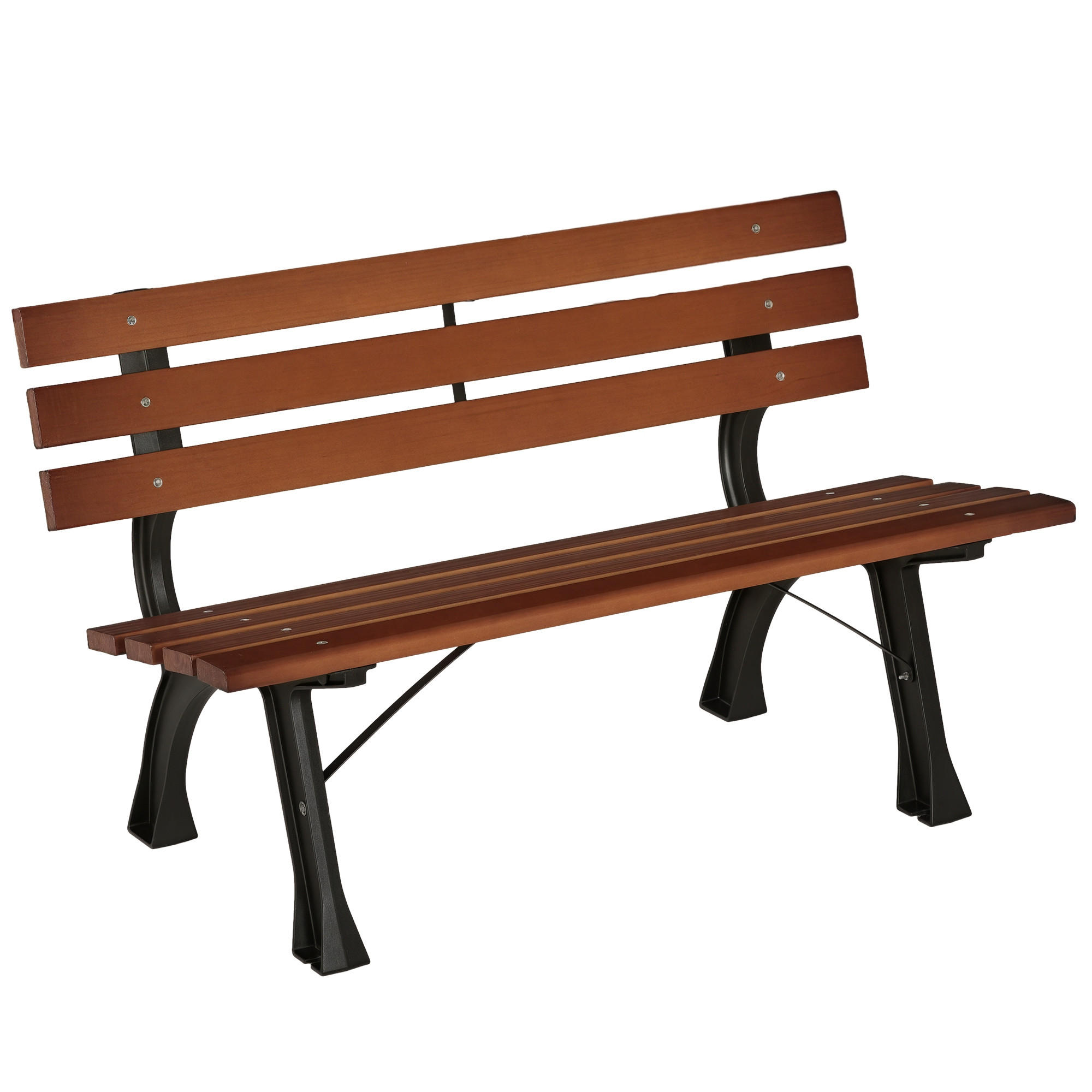 GARTENBANK DE-17766 2 Sitzer mit Holzlatten & Aluminium Schwarz/Holz - Braun, Holz (120/70/57cm) - ComfortXL