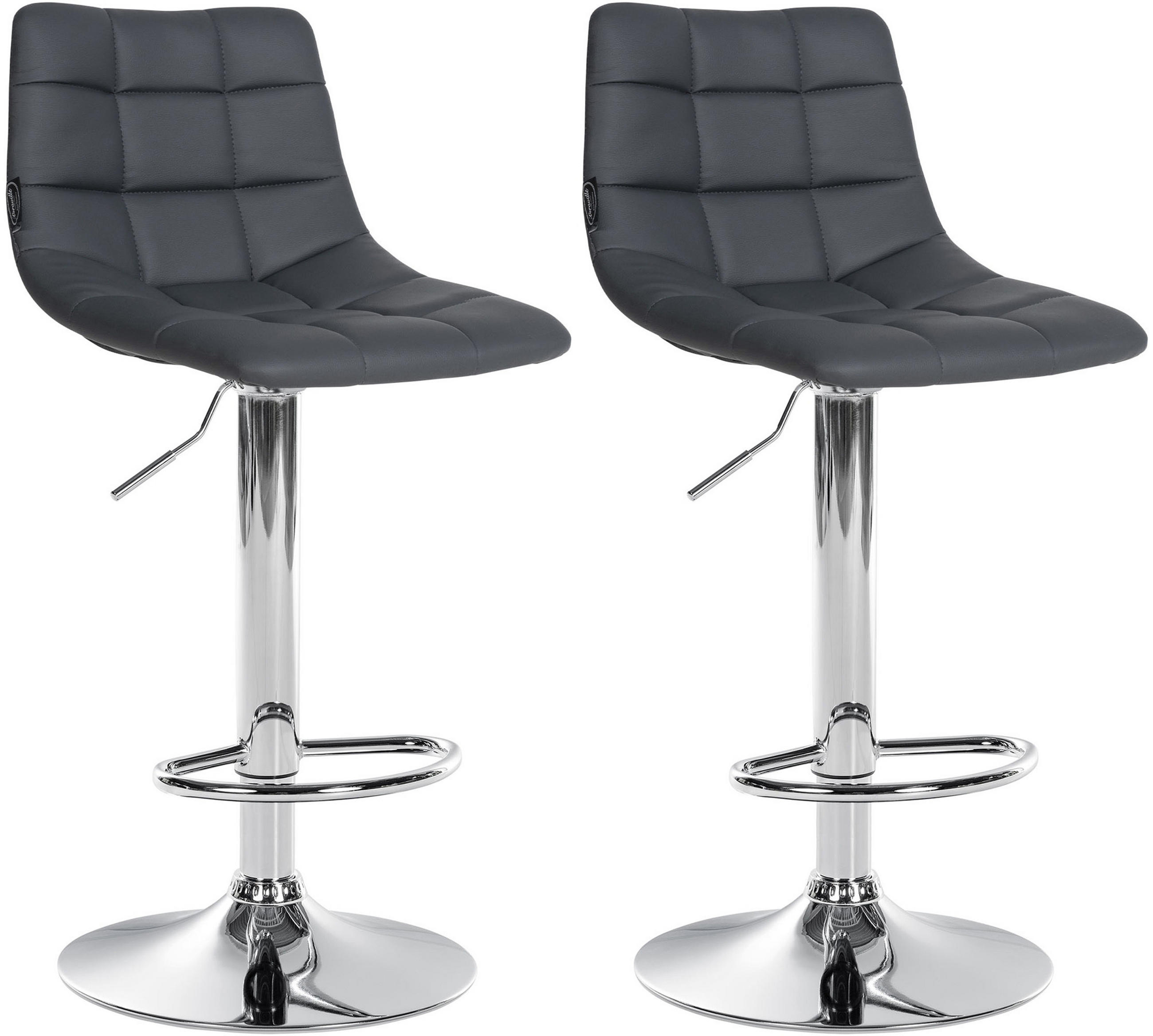 BARHOCKER 2er Set James Kunstleder chrom grau - Chromfarben/Grau, Kunststoff/Metall (43/108.5/46.5cm) - TPFLiving