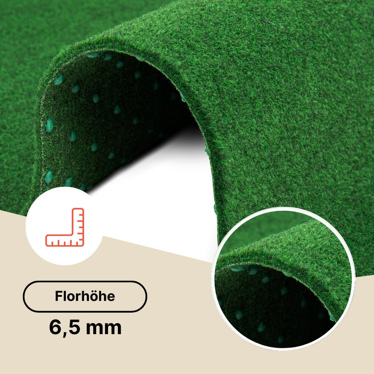 KUNSTRASEN Magic Forest 6,5 mm – Rasenteppich für Balkon, Terrasse & Garten, wetterfest 200/1300 cm - Dunkelgrün, Textil (200/1300cm) - Tapiso