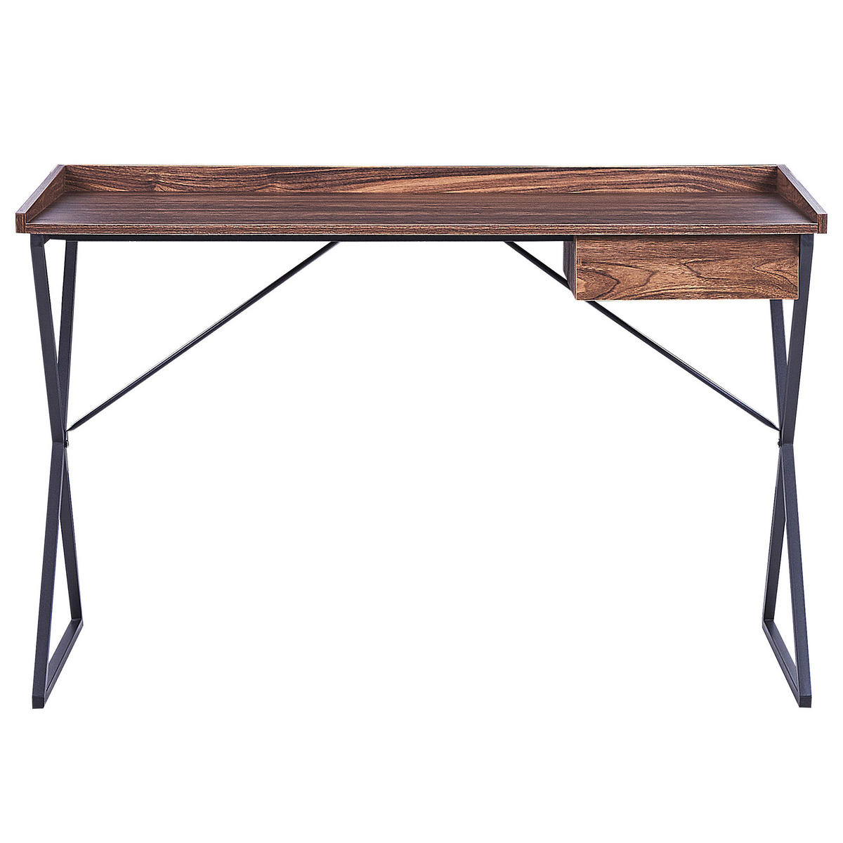 SCHREIBTISCH dunkler Holzfarbton/schwarz 120/54/79 cm Noxon - Dunkelgrau, Holzwerkstoff (54/120/79cm) - Beliani