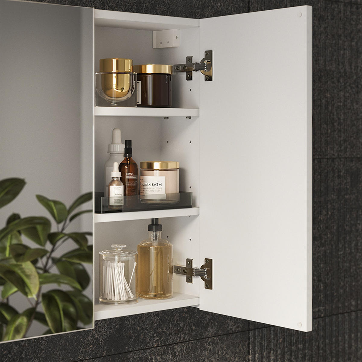 KOPALNIŠKA OMARICA Z OGLEDALOM Lavia, Bela, 90 x 60.2 cm - bela, leseni material (90/170/17cm) - Vicco