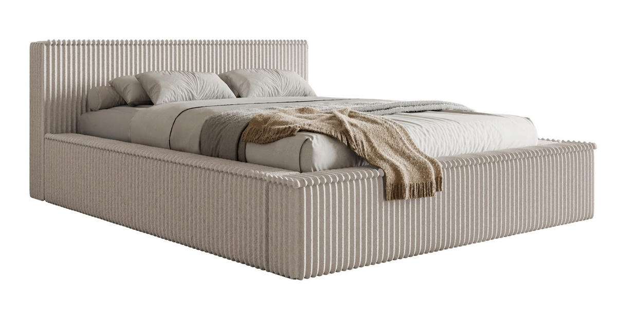 POLSTERBETT AFFOLIO Greige 160x200 cm - Taupe/Schwarz, Kunststoff/Textil (160/200cm) - Selsey