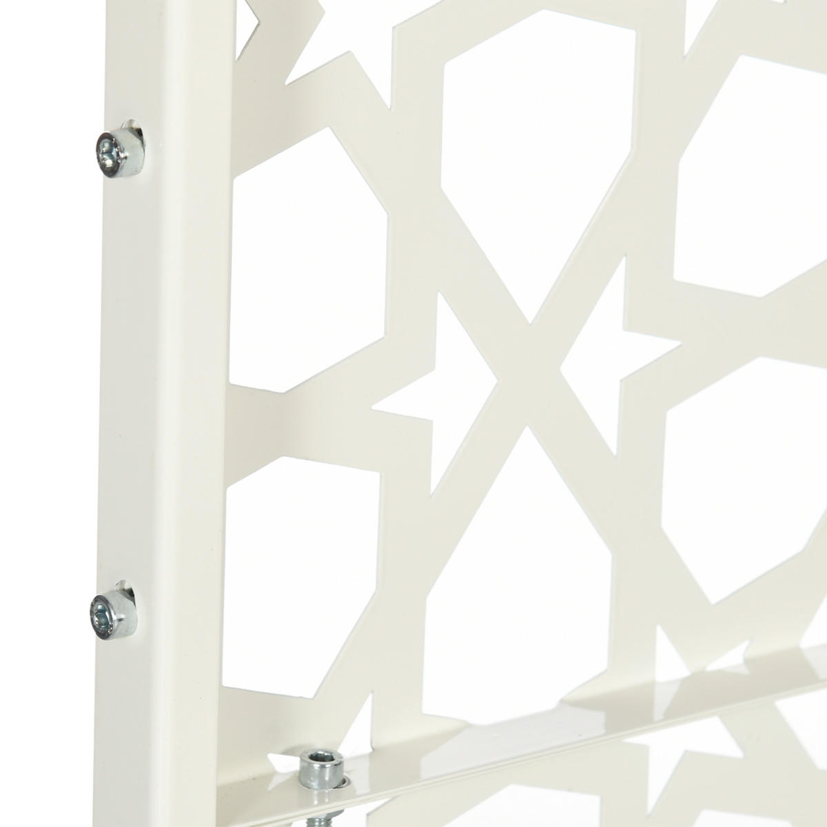 PARAVENT DE-18044 3-teilig, Metall-Motiv Weiß - Weiß, Metall (92/198/45cm) - ComfortXL
