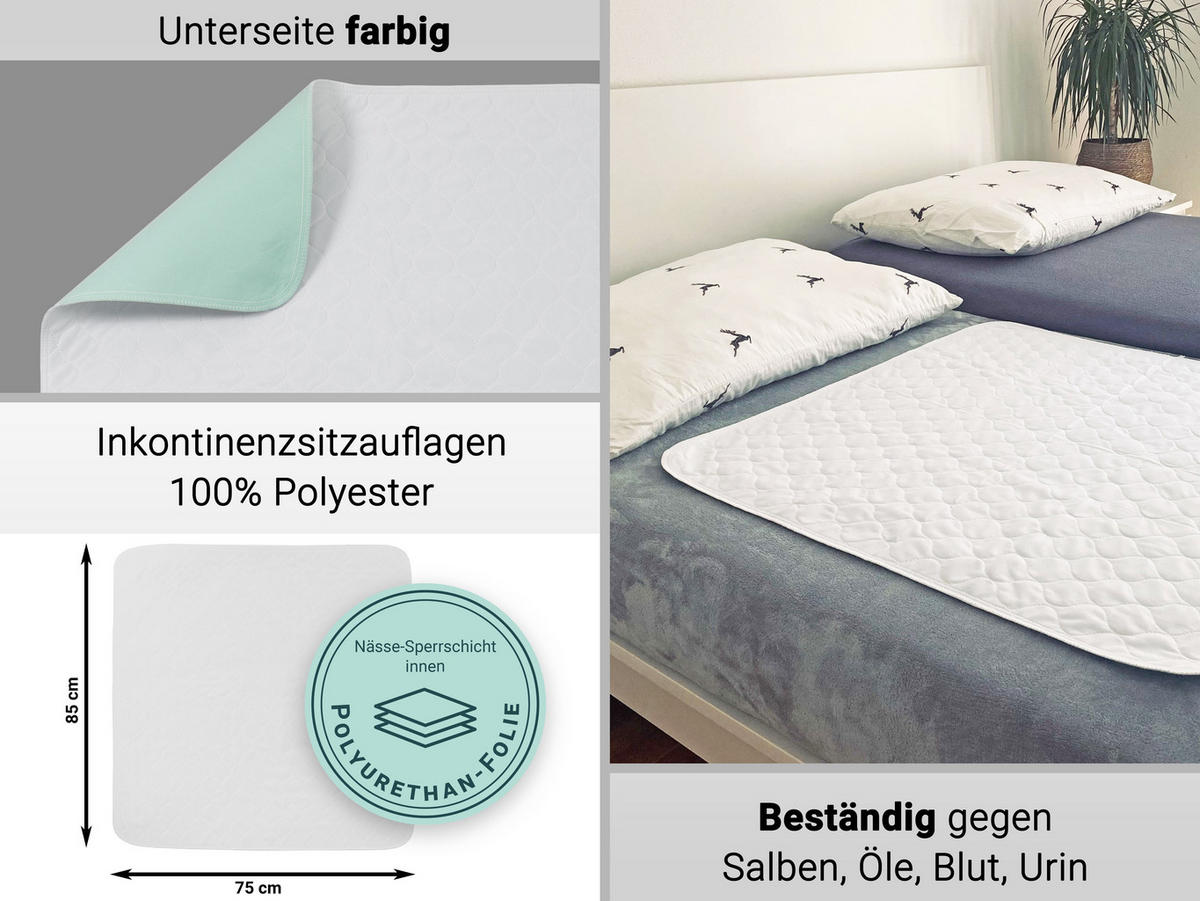 INKONTINENZAUFLAGE, 100% Polyester, Blau - Grün, Textil (75/85cm) - Zollner