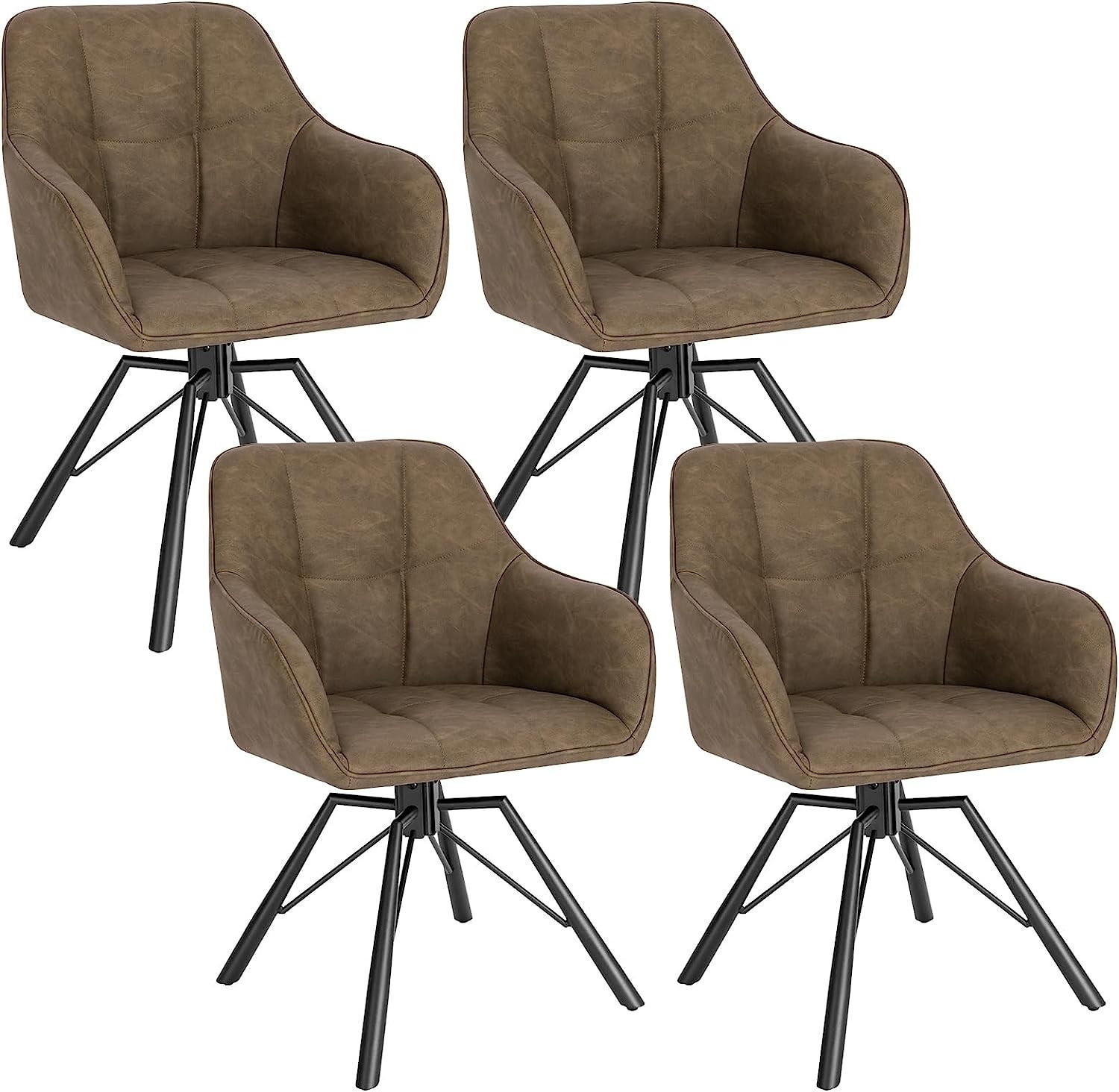 ESSZIMMERSTUHL 4er-Set, drehbar, Kunstlederbezug, Braun - Schwarz/Braun, Kunststoff/Metall (57/82.5/50cm) - Woltu