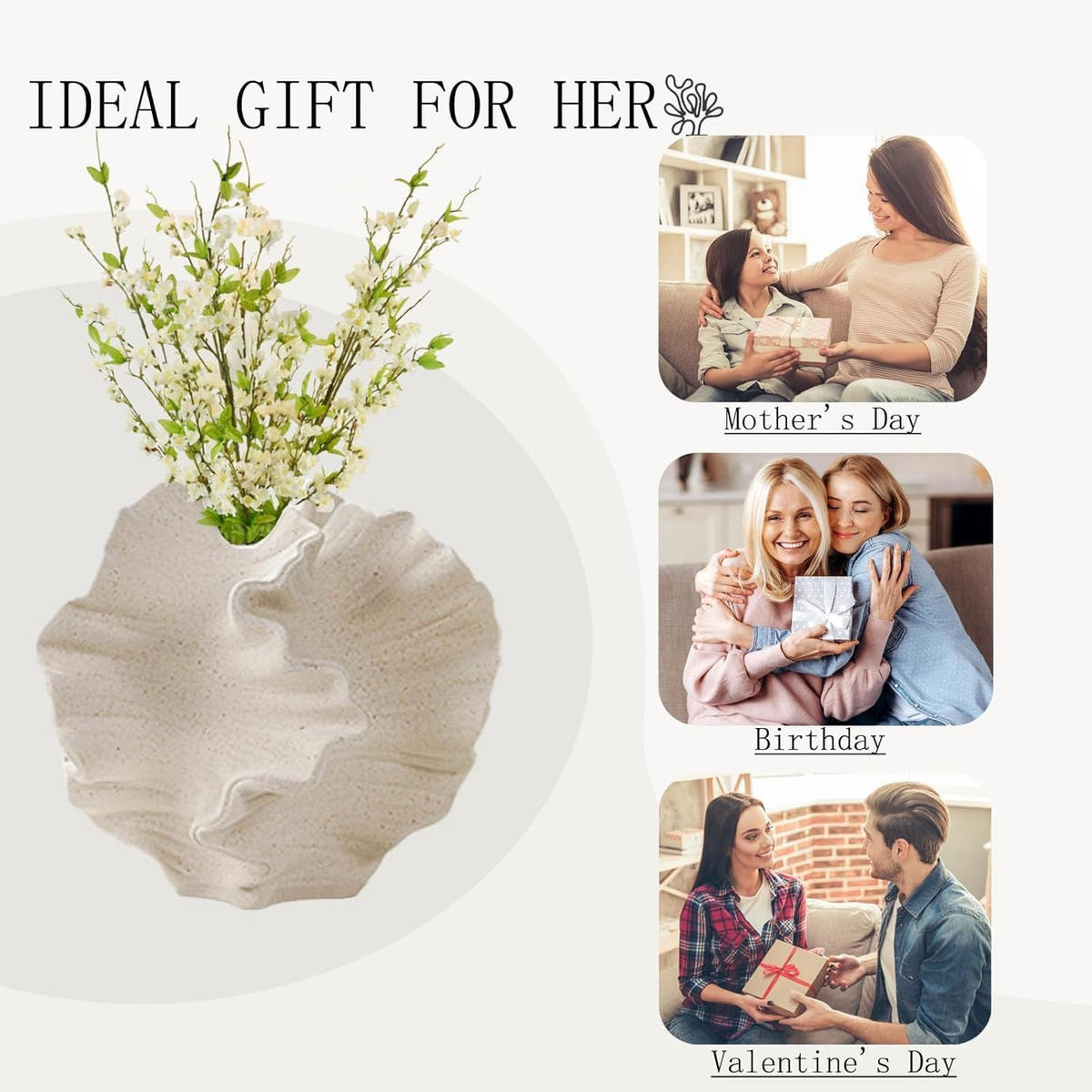 VASE 20 x 20 x 17 cm Keramik - Beige, Keramik (17cm) - LIBRATON