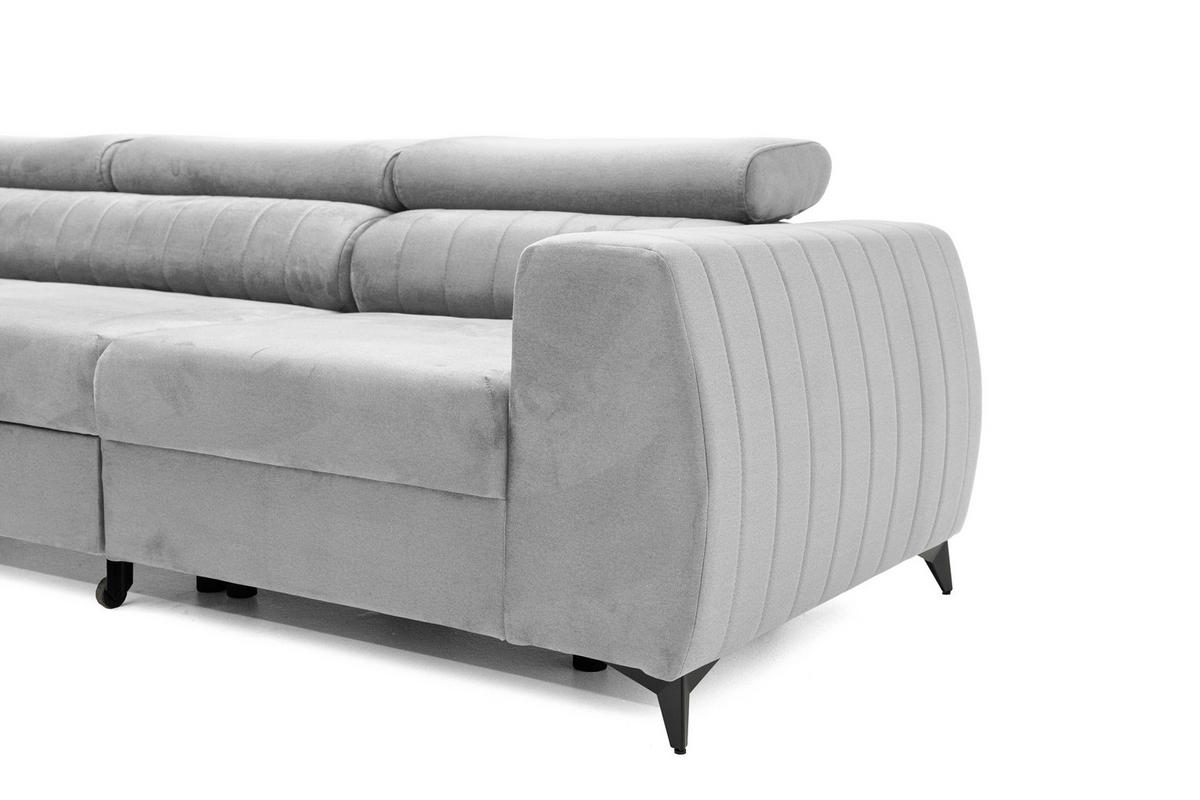 ECKSOFA PIERO MAXI Links mit Schlaffunktion 195x125 Velours Grau - Schwarz/Grau, Holz/Textil (350/203cm) - Muffo