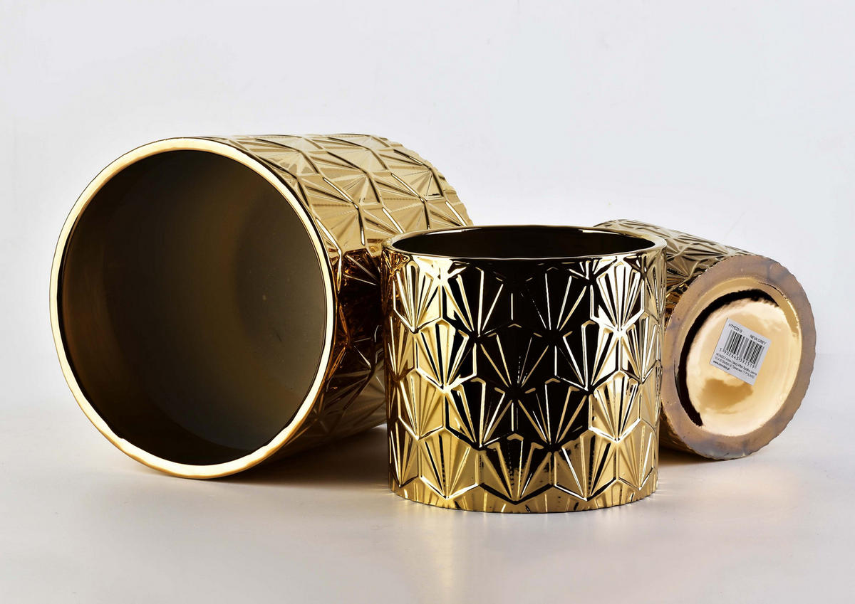 BLUMENTÖPFEN Neva Gold 21/21/19 cm Keramik - Goldfarben, Keramik (19cm) - Mondex