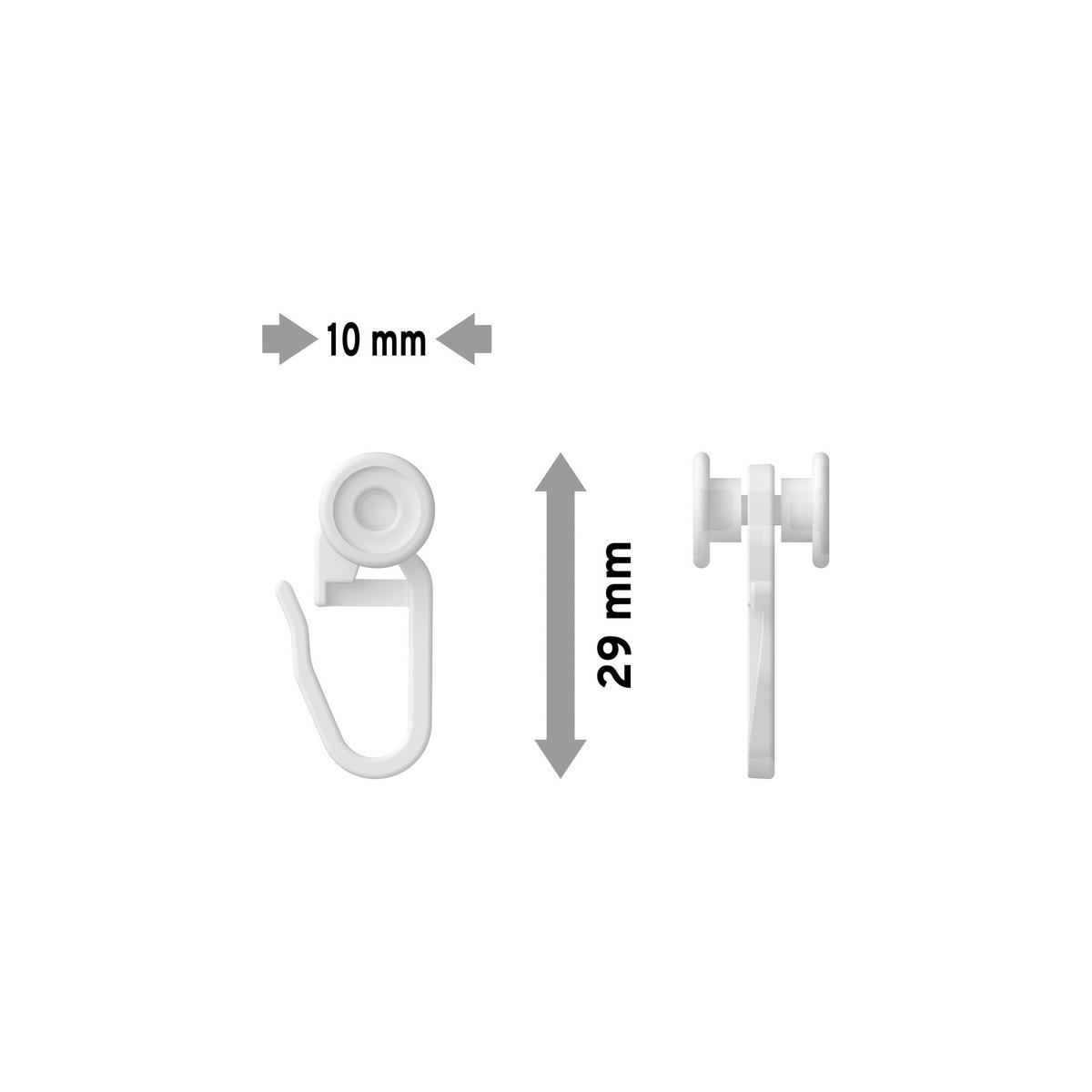 U-LAUFROLLEN MIT FALTENHAKEN für U-Laufschienen, Packung 100 Stück - Weiß, Kunststoff (1.1/2.8/1.2cm) - INTERDECO
