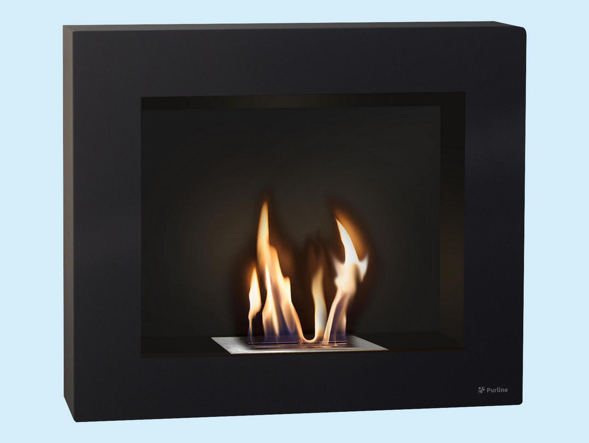 BIOETHANOL-KAMIN Schwarz Wandmodell inklusive 1.2 L Brennblock - Schwarz, Metall (70/60/20cm) - Purline