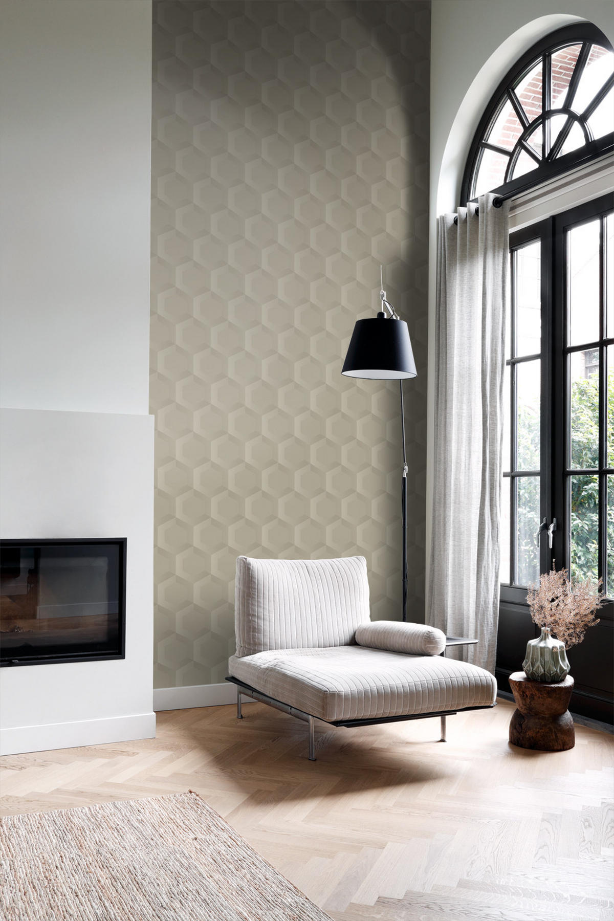 TAPETE 3D Wabenmuster 53 cm x 10.05 m - Beige, Papier (53/1000cm) - Origin Wallcoverings