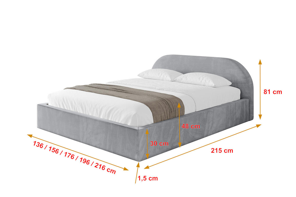 POLSTERBETT mit Bettkasten und Lattenrost, Bett mit Matratze H3/H4 - TIVON-V1 180x200 Hellgrau - Hellgrau, Holzwerkstoff/Textil (180/200cm) - ALTDECOR