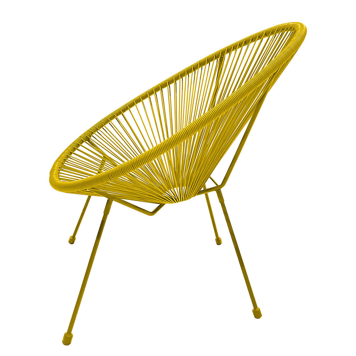 SITZGRUPPE - Stahl / Polyrattan - 3-teilig - Gelb, Naturmaterialien/Glas - home24