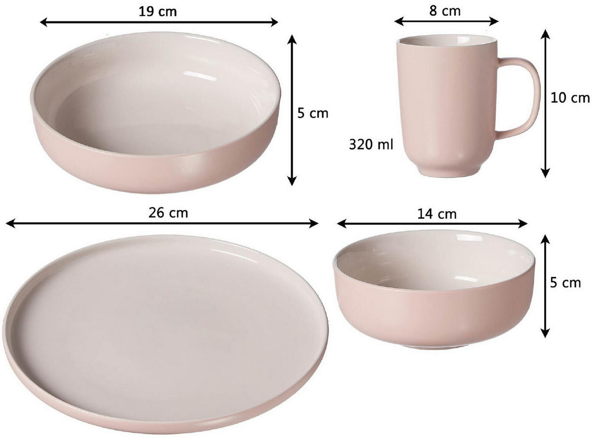 XXL KOMBISERVICE Jasper rosa-vanille 32er Set - Gelb/Rosa, Keramik (1/1/1cm) - Ritzenhoff Breker