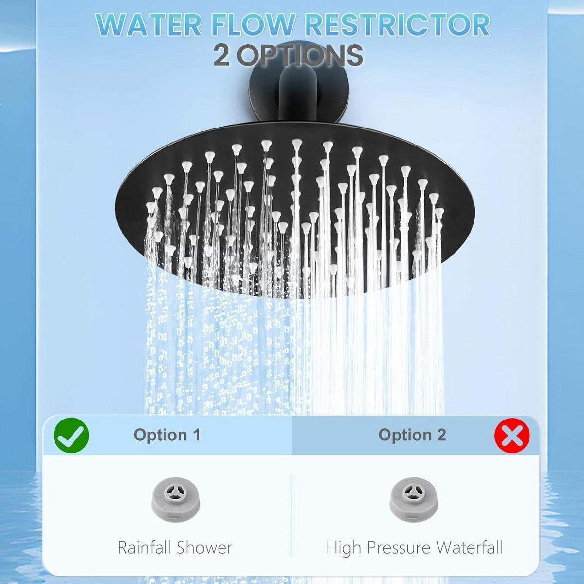 REGENDUSCHE 20 cm mattschwarz Edelstahl 304 Wassersparend - Schwarz, Metall (20.3/12.7/20.3cm)