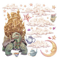 WANDAUFKLEBER 100x128cm - Pastellfarbene Tiere - Multicolor, Kunststoff (100/128/0.1cm) - Wallfluent