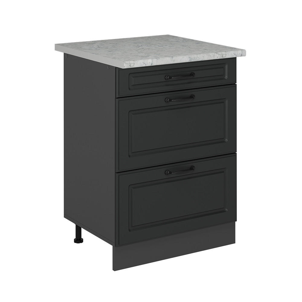 KÜCHENUNTERSCHRANK R-Line Anthrazit Landhaus 60 cm AP Marmor - Anthrazit, Holzwerkstoff (60/81.6/60cm) - Vicco