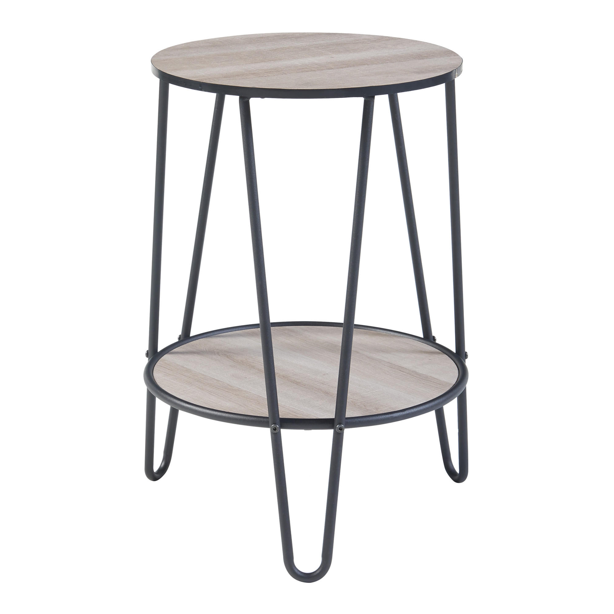 BEISTELLTISCH Ylöjärvi - Eichefarben/Schwarz, Holzwerkstoff/Metall (44/44/61cm) - [en.casa]