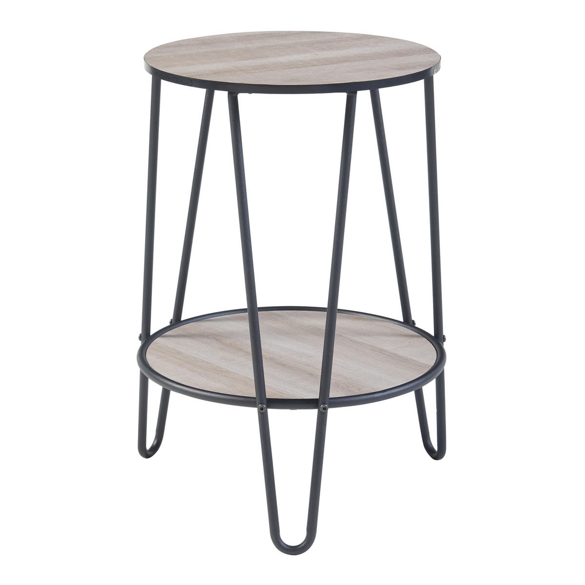 BEISTELLTISCH Ylöjärvi - Eichefarben/Schwarz, Holzwerkstoff/Metall (44/44/61cm) - [en.casa]
