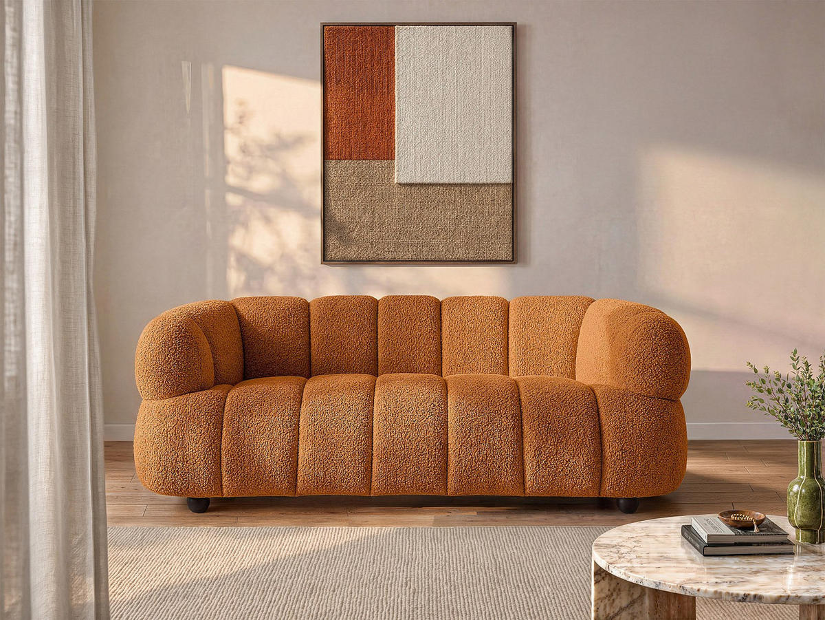 SOFA - 2 Personen - stoff - terracotta Coliani - Terracotta, Holz/Textil (200/73/94cm) - Vente-Unique
