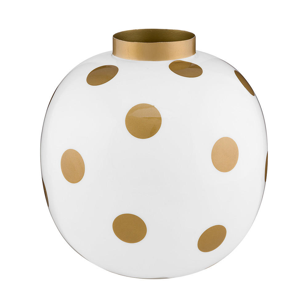 VASE Metal punkte white-gold 23 cm - Goldfarben/Weiß, Metall (23cm) - Pip Studio