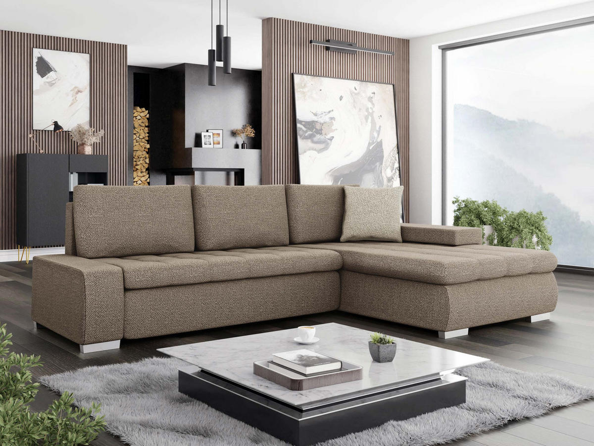 ECKSOFA Orkan Mini Premium - Hellbraun, Holz/Textil (265/185cm) - MIRJAN24