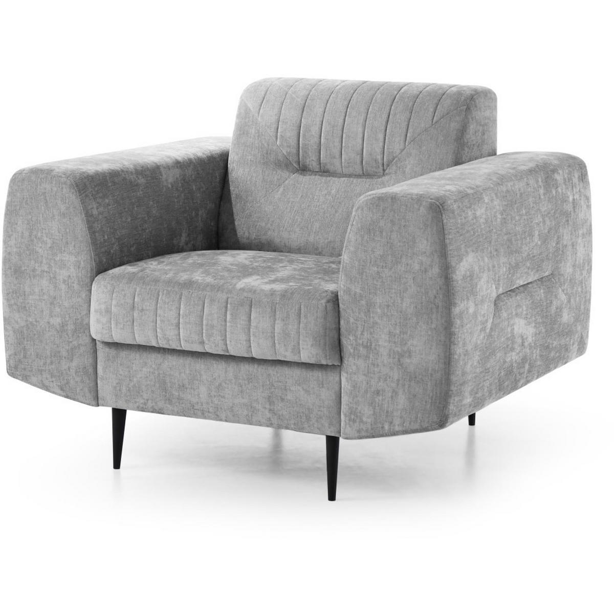 SESSEL Venezia mit Metallbeinen, hellgrau, 112 cm - Hellgrau/Schwarz, Holzwerkstoff/Metall (112/85/94cm) - Beautysofa