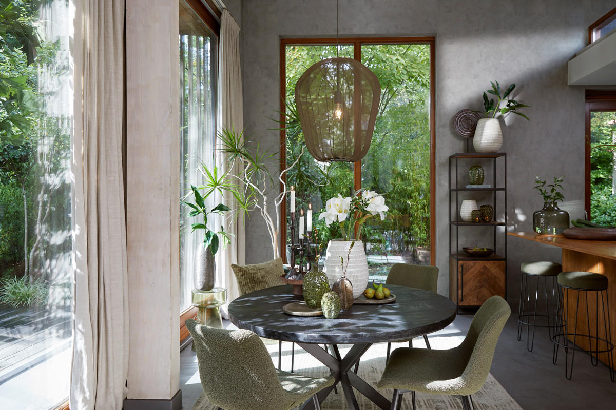 HÄNGELAMPE Plumeria Grün Ø50/60 cm - Grün, Textil (50/50/60cm) - Light & Living