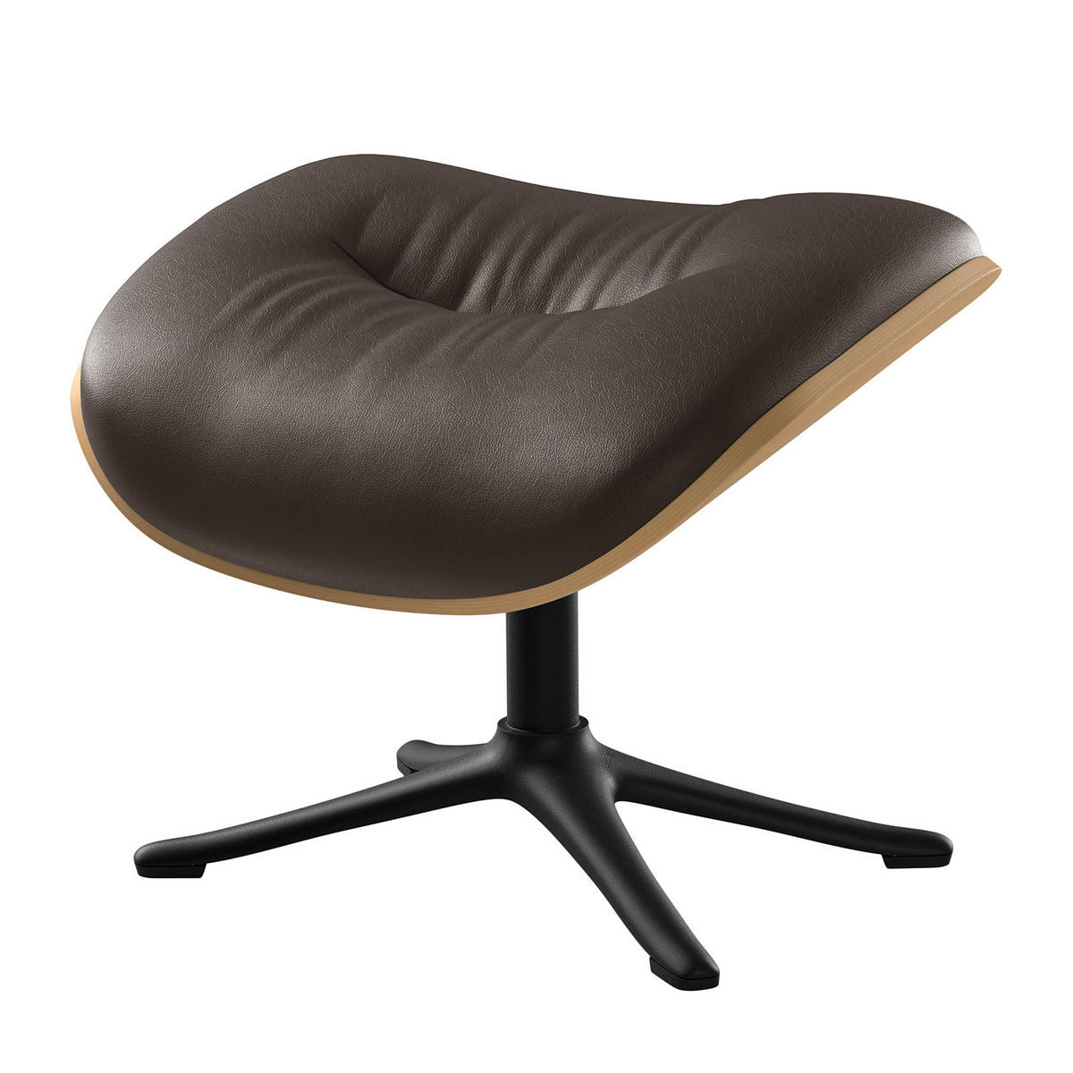 POLSTERHOCKER - Dunkelbraun/Schwarz, Leder/Metall (44/39/42cm) - home24