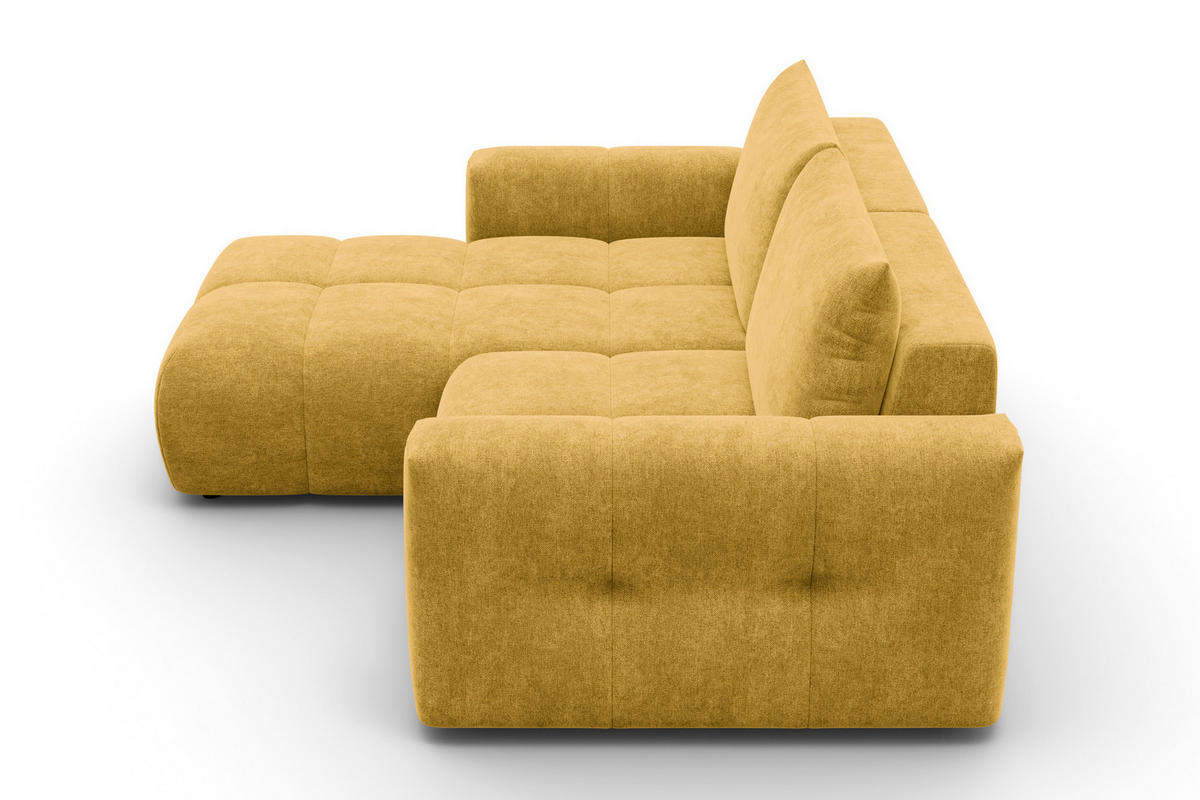 ECKSOFA VERONA 3-Sitzer links, Gelb - Gelb/Schwarz, Holz/Textil (224/173cm) - Courtois Laville