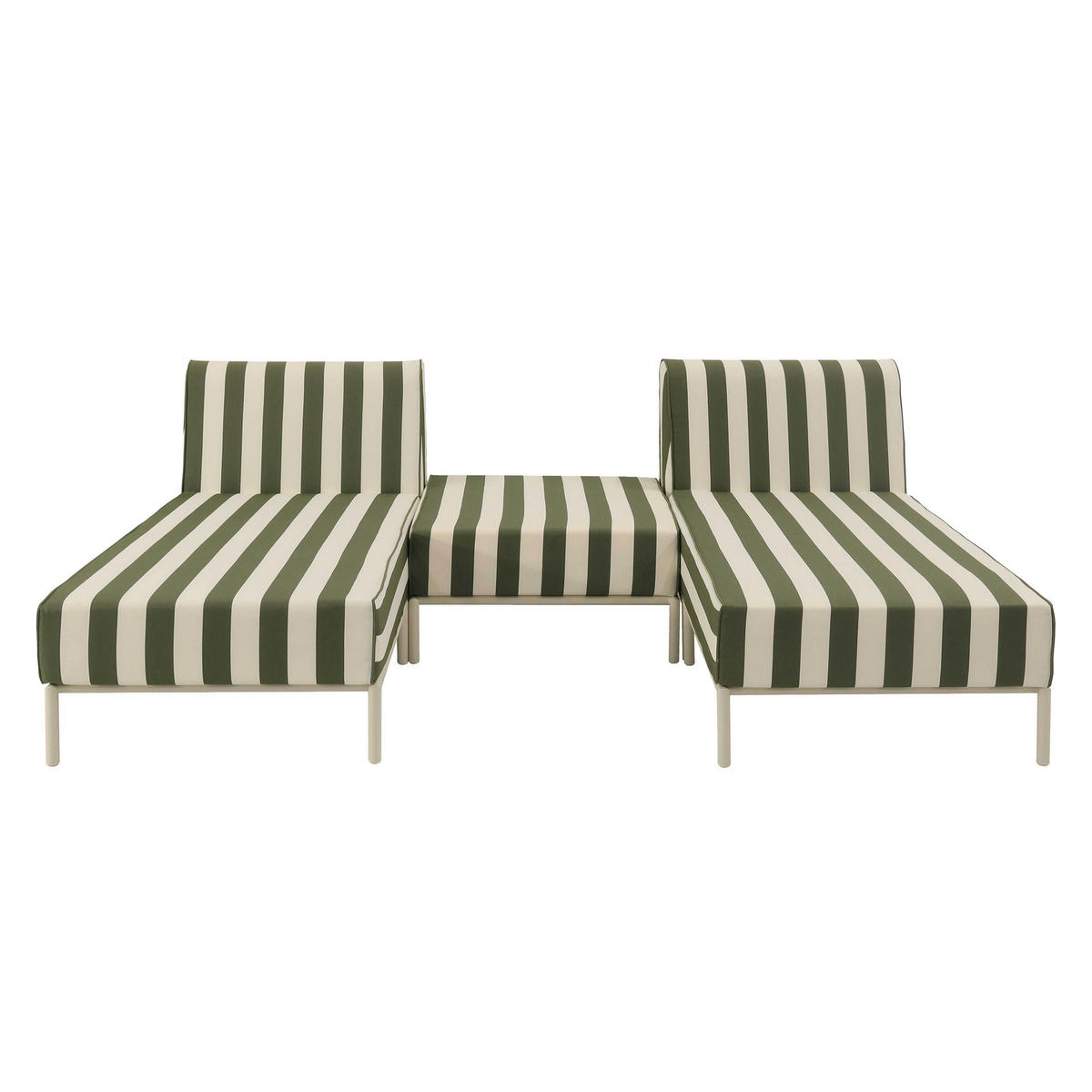 GARTENSOFA mit 3 Sitzplätzen, Khakigrün - Grün, Textil (128/78/144cm) - Oviala